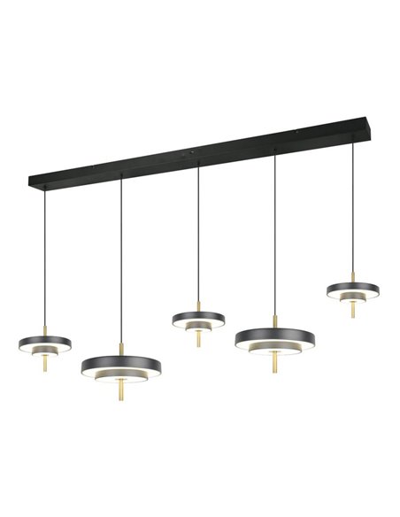 Lámpara de techo LED KEATON 5 luces 50W 5900Lm DIP SWITCH 2300+3000+4000K Negro/dorado