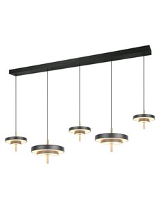 Plafonnier LED KEATON 5 lampes 50W 5900lm Interrupteur DIP 2300+3000+4000K Noir/Or