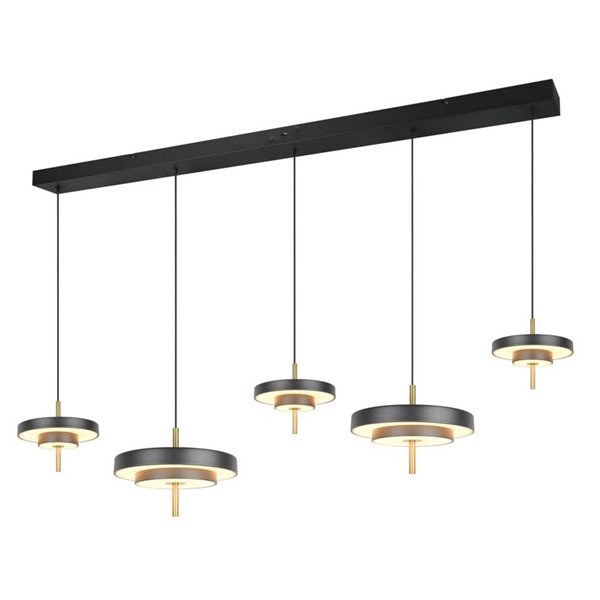 Lámpara de techo LED KEATON 5 luces 50W 5900Lm DIP SWITCH 2300+3000+4000K Negro/dorado