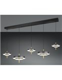 Lámpara de techo LED KEATON 5 luces 50W 5900Lm DIP SWITCH 2300+3000+4000K Negro/dorado