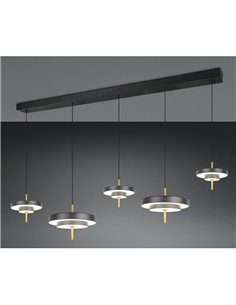 Plafonnier LED KEATON 5 lampes 50W 5900lm Interrupteur DIP 2300+3000+4000K Noir/Or 2