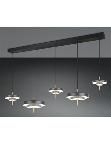 Plafonnier LED KEATON 5 lampes 50W 5900lm Interrupteur DIP 2300+3000+4000K Noir/Or