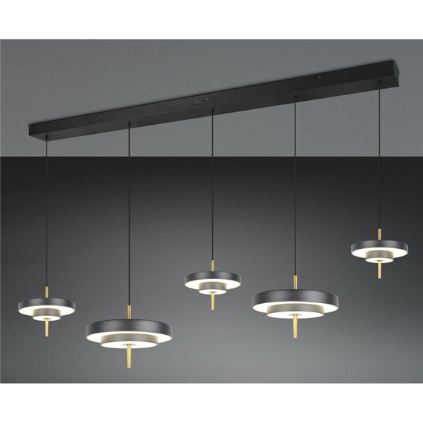 Lámpara de techo LED KEATON 5 luces 50W 5900Lm DIP SWITCH 2300+3000+4000K Negro/dorado