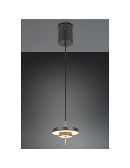 Luminária de teto LED KEATON Ø20cm 10W 1200lm com interruptor DIP, 2300+3000+4000K, preta/dourada