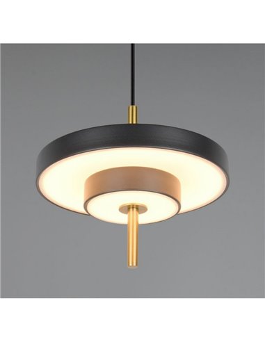 Luminária de teto LED KEATON Ø20cm 10W 1200lm com interruptor DIP, 2300+3000+4000K, preta/dourada