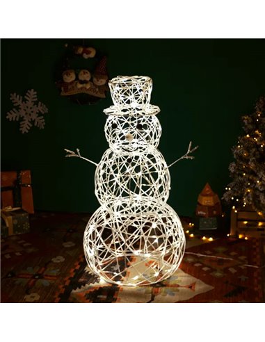 Bonhomme de neige en acrylique LED basse tension 90 cm, blanc chaud, intérieur et extérieur IP44