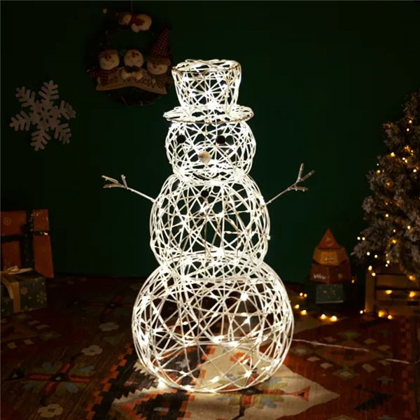 Muñeco de nieve acrílico LED de baja tensión 90cm, blanco cálido, interior y exterior IP44
