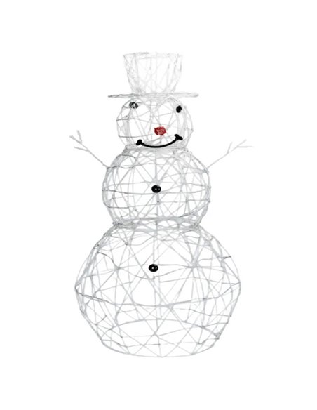 Bonhomme de neige en acrylique LED basse tension 90 cm, blanc chaud, intérieur et extérieur IP44