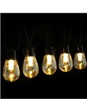 Guirnalda exterior 20 bombillas LED solar de filamento S con columna de burbújas, blanco cálido, 10m