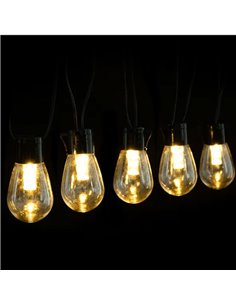Guirnalda exterior 20 bombillas LED solar de filamento S con columna de burbújas, blanco cálido, 10m 2