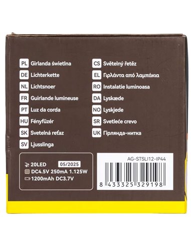 Guirnalda exterior 20 G50 LED solar de filamento con columna de burbújas, blanco cálido, 10m
