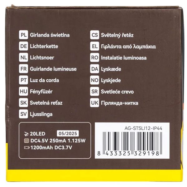 Conjunto de 20 luzes de LED G50 com filamento solar e coluna de bolhas, branco quente, 10m