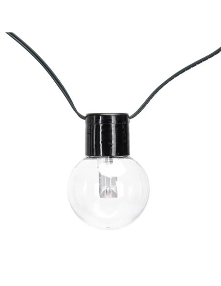 Guirnalda exterior 20 G50 LED solar de filamento con columna de burbújas, blanco cálido, 10m