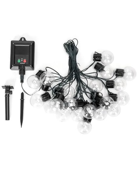 Guirlande lumineuse d'extérieur à filament solaire LED G50 avec colonne à bulles, blanc chaud, 10 m