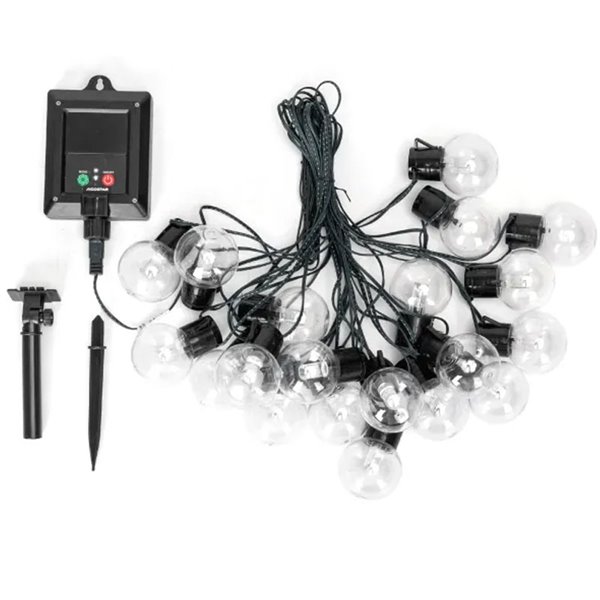 Guirlande lumineuse d'extérieur à filament solaire LED G50 avec colonne à bulles, blanc chaud, 10 m