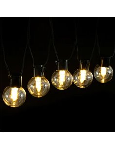 Conjunto de 20 luzes de LED G50 com filamento solar e coluna de bolhas, branco quente, 10m 2