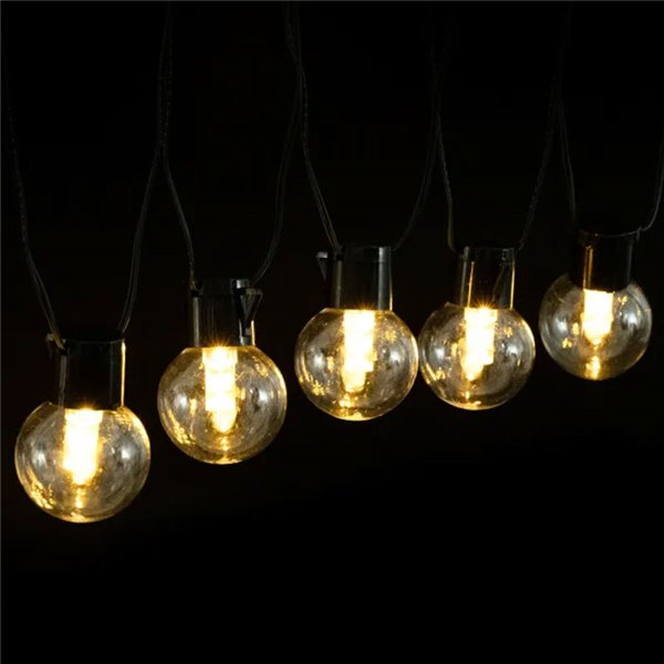 Conjunto de 20 luzes de LED G50 com filamento solar e coluna de bolhas, branco quente, 10m