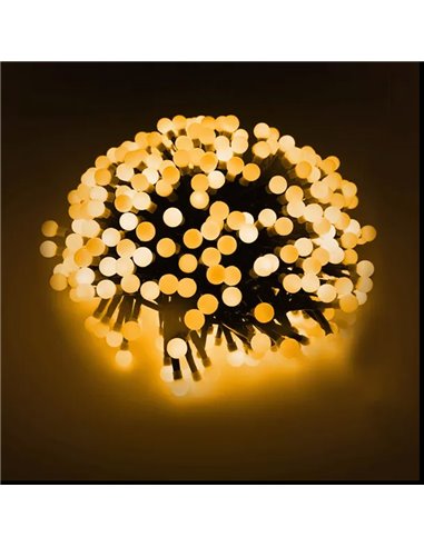 Guirnalda de luces LED tipo petardo 2,5 m, blanco cálido, exterior, a pilas 3AA, 8 funciones, memoria y temporizador