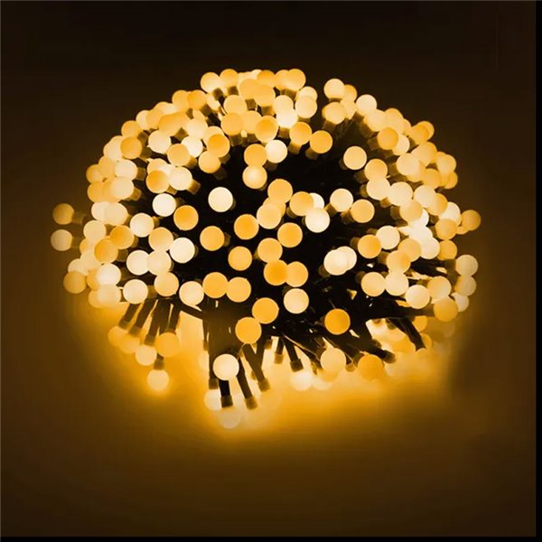 Guirnalda de luces LED tipo petardo 2,5 m, blanco cálido, exterior, a pilas 3AA, 8 funciones, memoria y temporizador