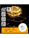 Guirlande lumineuse plate à 300 LED, 30 m, blanc chaud, 8 fonctions, mémoire et minuterie, 4 piles AA, IP44