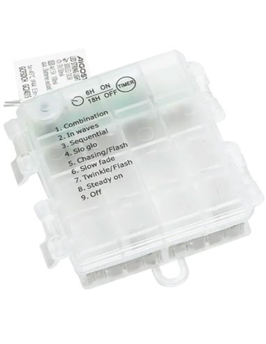 Guirlande lumineuse plate à 300 LED, 30 m, blanc chaud, 8 fonctions, mémoire et minuterie, 4 piles AA, IP44