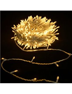 Guirlande lumineuse plate à 300 LED, 30 m, blanc chaud, 8 fonctions, mémoire et minuterie, 4 piles AA, IP44 2