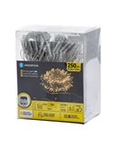 Guirlande lumineuse plate à 250 LED, 25 m, blanc chaud, 8 fonctions, mémoire et minuterie, 4 piles AA, IP44