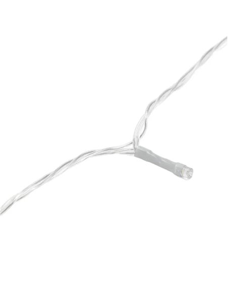 Guirnalda LED de 250 luces planas 25m, blanco cálido, 8 funciones, memoria y temporizador, pilas 4AA, IP44