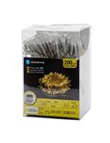 Guirnalda exterior de 200 luces LED planas 20m, blanco cálido, 8 funciones, memoria y temporizador, pilas 4AA, IP44