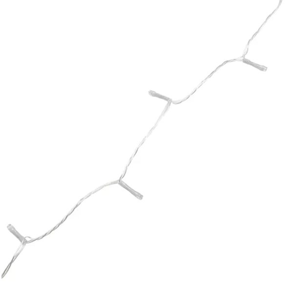 Guirnalda exterior de 200 luces LED planas 20m, blanco cálido, 8 funciones, memoria y temporizador, pilas 4AA, IP44