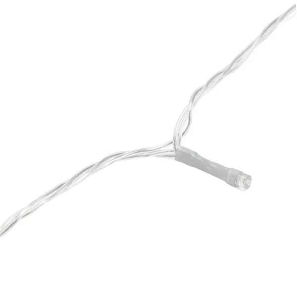 Guirnalda exterior de 200 luces LED planas 20m, blanco cálido, 8 funciones, memoria y temporizador, pilas 4AA, IP44