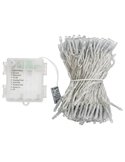 Guirnalda exterior de 200 luces LED planas 20m, blanco cálido, 8 funciones, memoria y temporizador, pilas 4AA, IP44