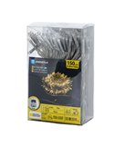 Guirnalda exterior de 150 luces LED planas 15m, blanco cálido, 8 funciones, memoria y temporizador, pilas 3AA, IP44