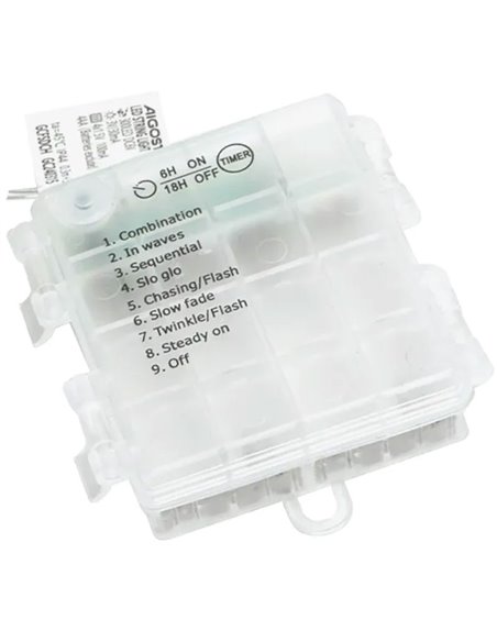 Guirlande lumineuse extérieure de 10 m avec 100 LED plates, blanc chaud, 8 fonctions, mémoire et minuterie, 3 piles AA, IP44