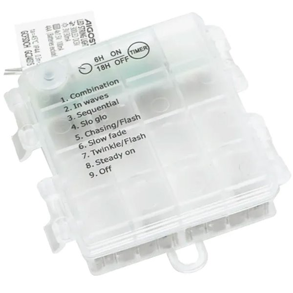 Guirlande lumineuse extérieure de 10 m avec 100 LED plates, blanc chaud, 8 fonctions, mémoire et minuterie, 3 piles AA, IP44