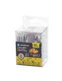 Guirnalda exterior de 50 luces LED planas 5m, blanco cálido, 8 funciones, memoria y temporizador, pilas 3AA, IP44