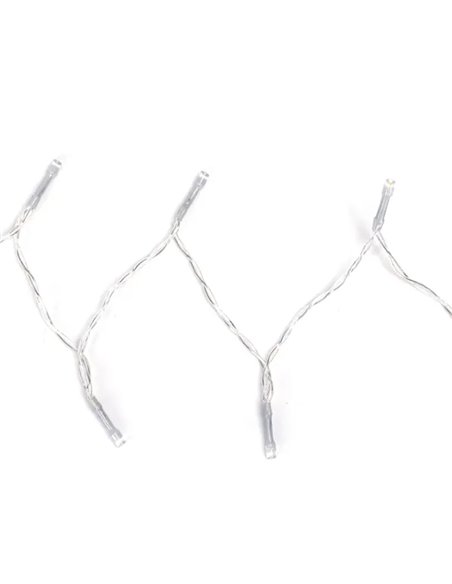 Cordão de luzes LED plano com 50 LEDs, 5m, branco quente, 8 funções, memória e temporizador, 3 pilhas AA, IP44