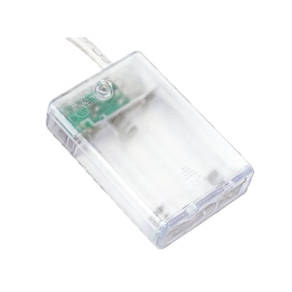 Cordão de luzes para interiores com 100 LEDs planos, 10m, branco quente, liga/desliga/pisca, 3 pilhas AA, IP20