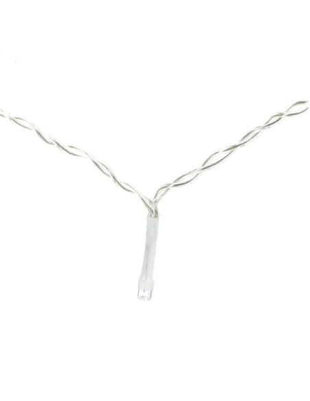 Cordão de luzes para interiores com 100 LEDs planos, 10m, branco quente, liga/desliga/pisca, 3 pilhas AA, IP20