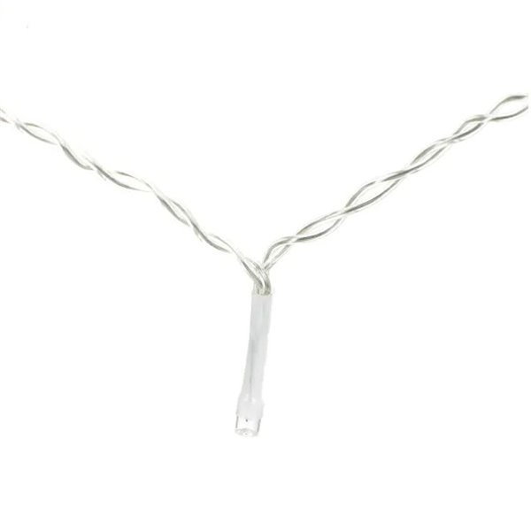 Cordão de luzes para interiores com 100 LEDs planos, 10m, branco quente, liga/desliga/pisca, 3 pilhas AA, IP20