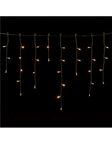 Cortina para exterior 400 LEDS carámbanos con 100 tiras, 20mx0,6m, blanco cálido, 8 funciones, memoria y temporizador, IP44