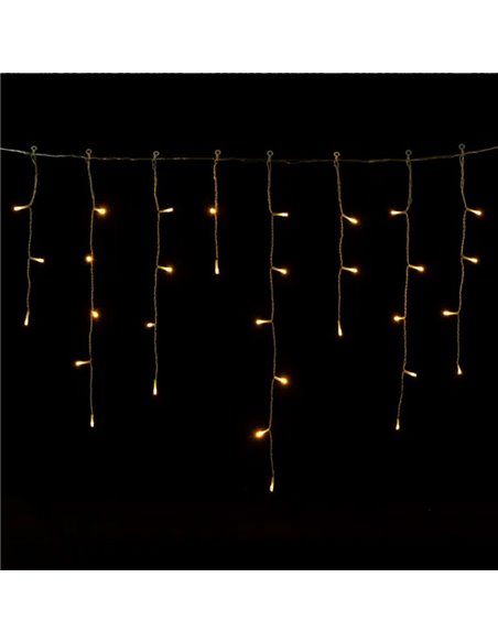 Cortina para exterior 400 LEDS carámbanos con 100 tiras, 20mx0,6m, blanco cálido, 8 funciones, memoria y temporizador, IP44
