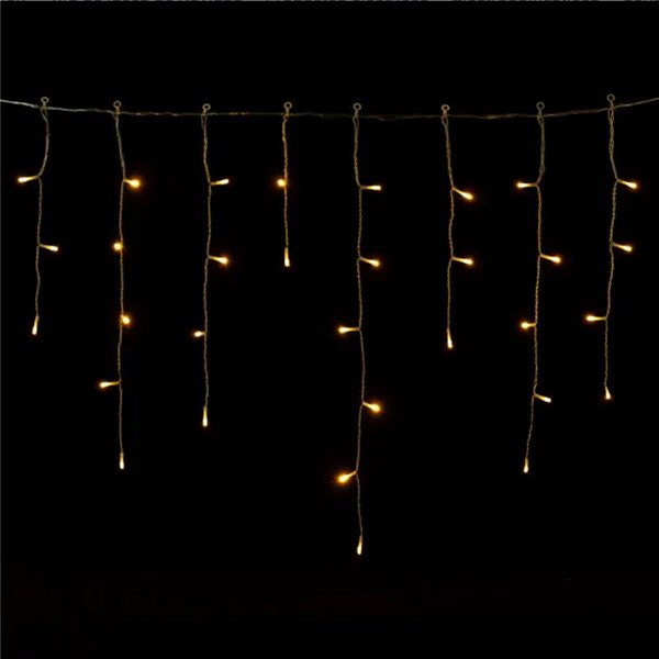 Cortina para exterior 400 LEDS carámbanos con 100 tiras, 20mx0,6m, blanco cálido, 8 funciones, memoria y temporizador, IP44