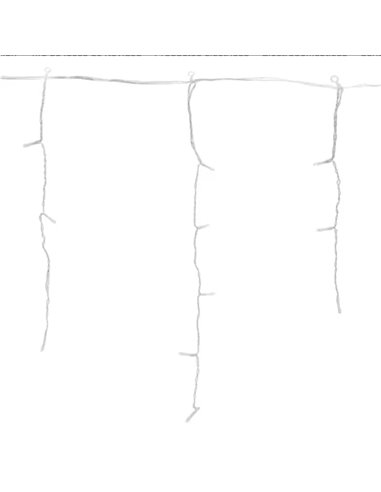 Cortina para exterior 400 LEDS carámbanos con 100 tiras, 20mx0,6m, blanco cálido, 8 funciones, memoria y temporizador, IP44