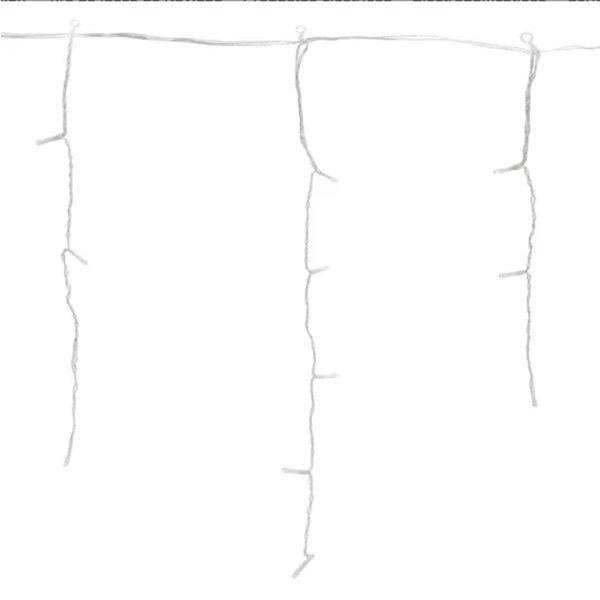 Cortina para exterior 400 LEDS carámbanos con 100 tiras, 20mx0,6m, blanco cálido, 8 funciones, memoria y temporizador, IP44