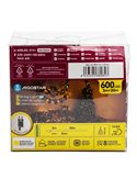 Guirnalda exterior 600 LEDS planos 30m, blanco cálido, 8 funciones, memoria y temporizador, baja tensión, IP44