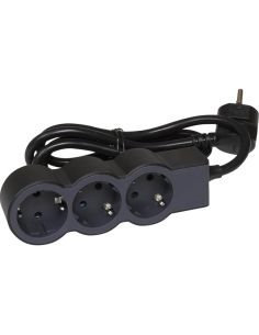 Base múltiple Legrand de 3 tomas 2P+T 16A 230V con cable 3 m y diseño plano acabado negro 2