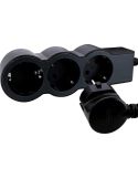 Base múltiple Legrand de 3 tomas 2P+T 16A 230V con cable 3 m y diseño plano acabado negro
