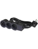 Base múltiple Legrand de 3 tomas 2P+T 16A 230V con cable 3 m y diseño plano acabado negro 694560 Legrand