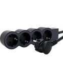 Base múltiple negra Legrand de 4 tomas 2P+T 16A 230V 3680W con cable 3 m y diseño plano